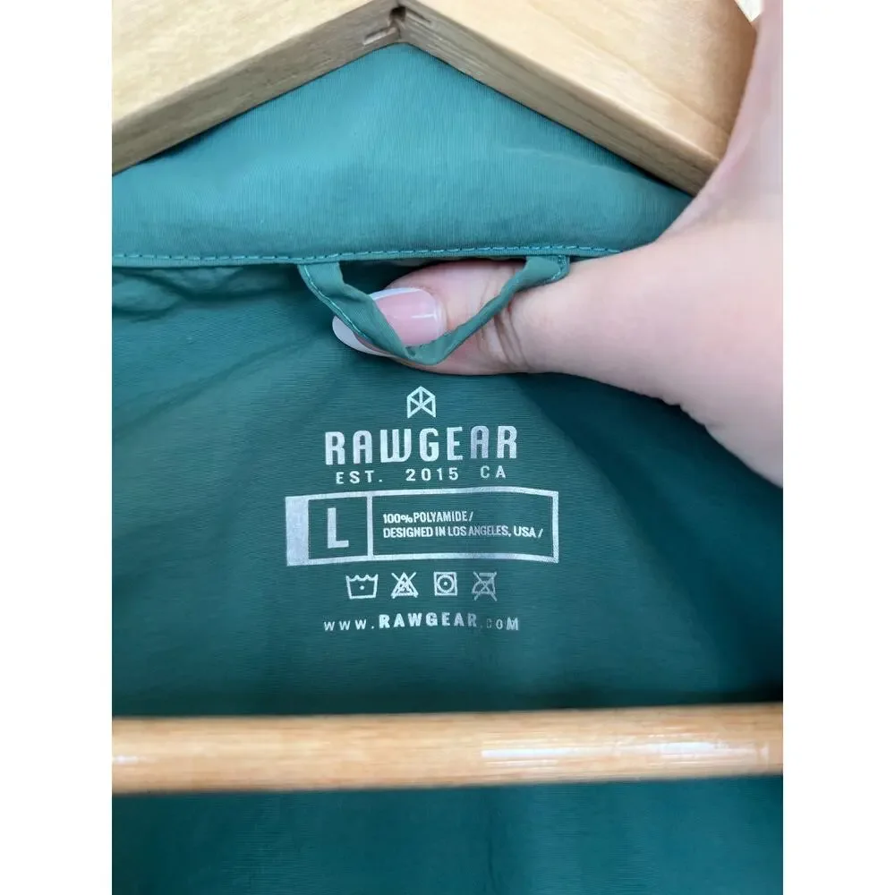 RAWGEAR Men's Windbreaker Jacket Large Green Half Zip Pullover Windbreaker